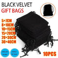 Black Velvet Drawstring Pouches - 20 x 30 cm - view 2