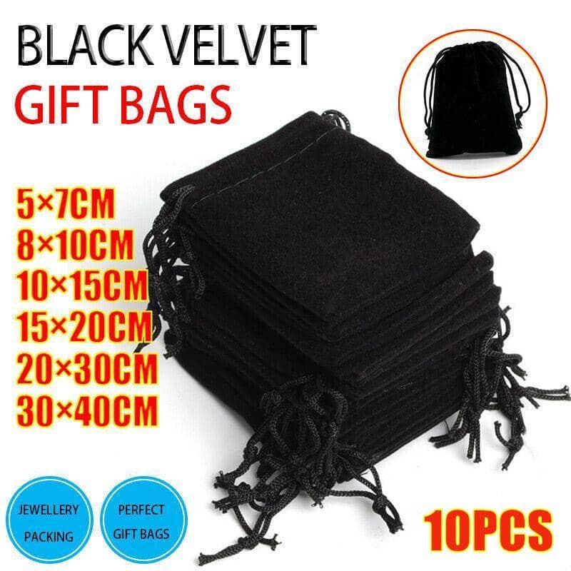 Black Velvet Drawstring Pouches - 30 x 40 cm - view 2