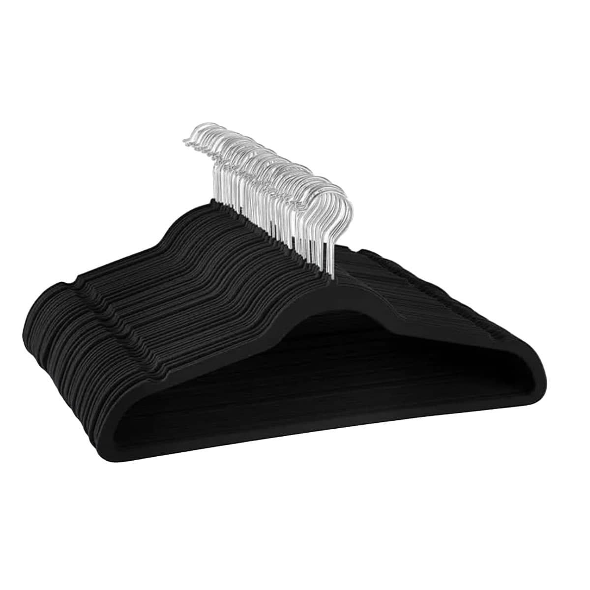 Black Velvet Flocked Non Slip Hangers, Pack of 50, 44.5 cm Slim Closet Clothes Rack - view 2