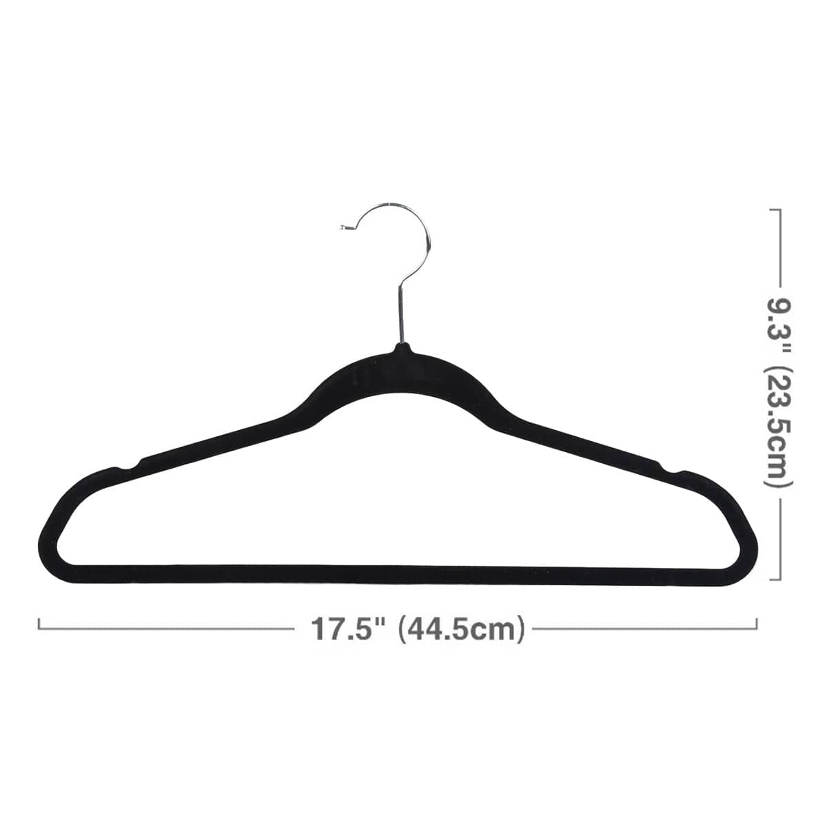 Black Velvet Flocked Non Slip Hangers, Pack of 50, 44.5 cm Slim Closet Clothes Rack - view 3