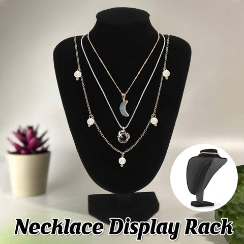 Black Velvet Necklace Display Stand with Non-Slip Base for Jewellery