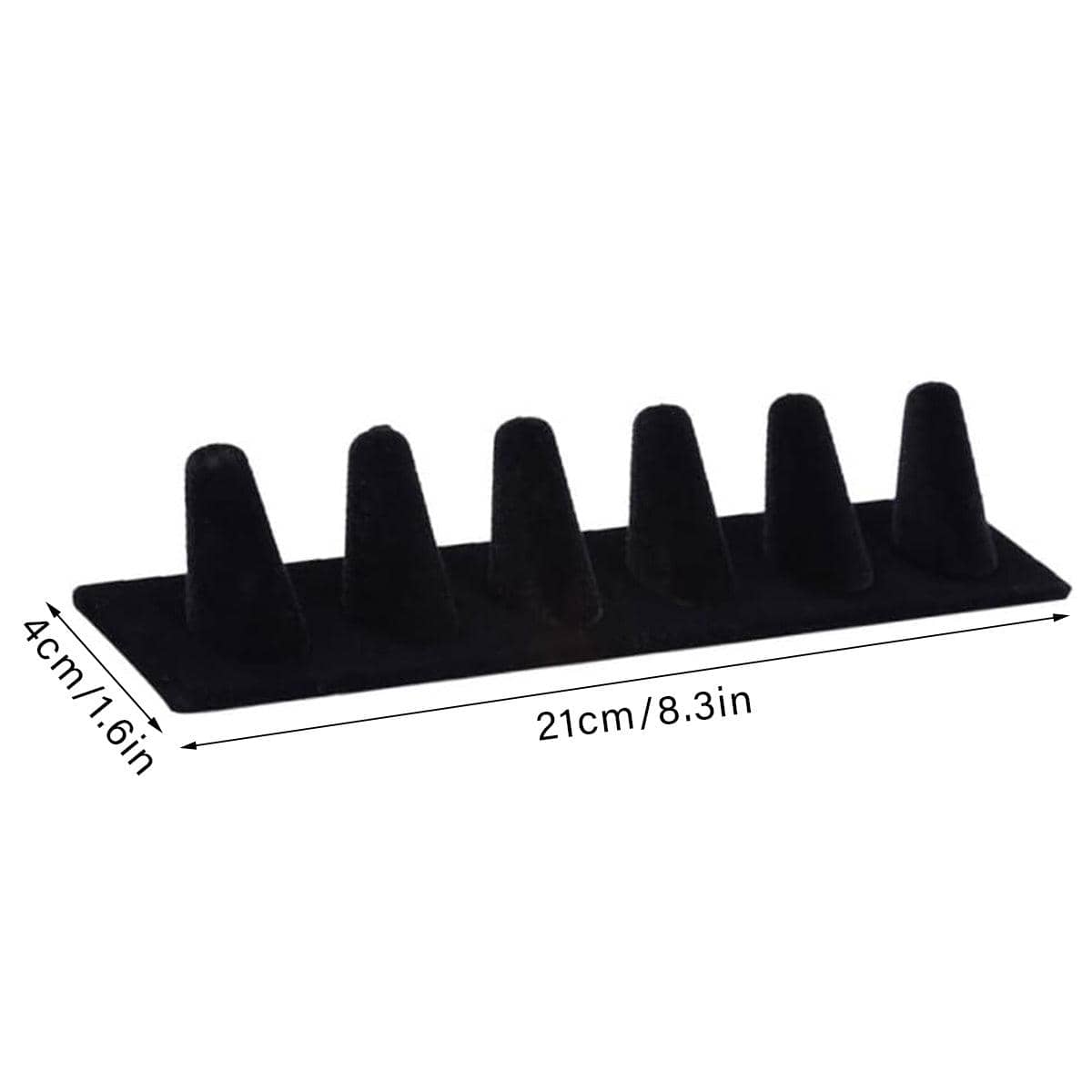 Black Velvet Ring Holder Display Stand with 6 Slots for Jewellery - view 3