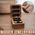 Black Walnut Wooden Ring Box with Three Slots, Jewellery Box for Weddings