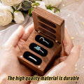 Black Walnut Wooden Ring Box with Three Slots, Jewellery Box for Weddings - view 4