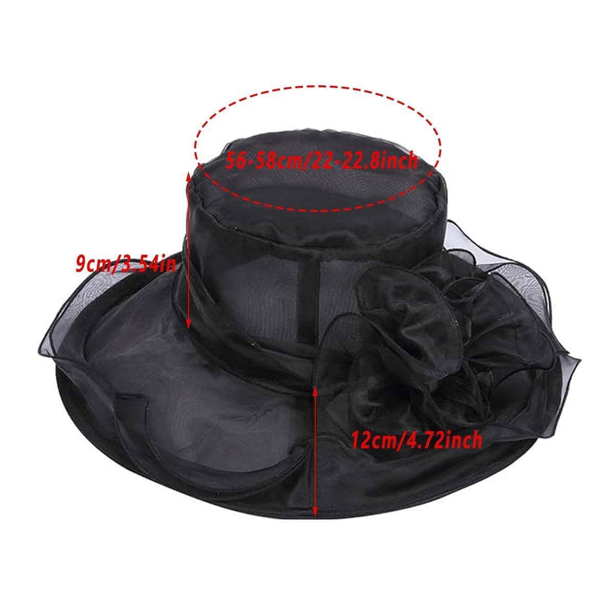 Black Wide Brim Gauze Sun Hat for Women, Lightweight Summer Beach Hat - view 3