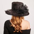 Black Wide Brim Gauze Sun Hat for Women, Lightweight Summer Beach Hat - view 5