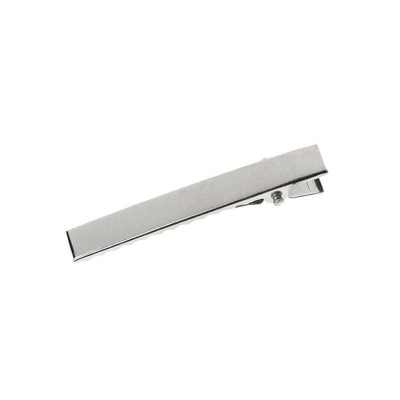Blank Alligator Hair Clips, Silver Metal, Pack of 10 - 3.2 cm