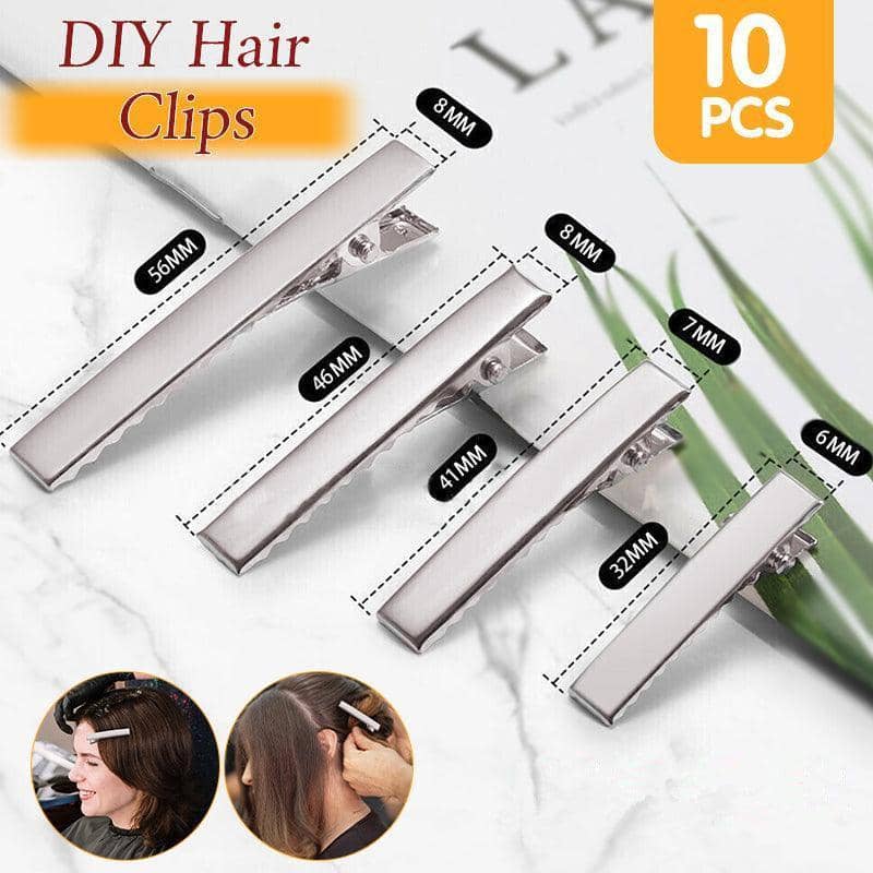 Blank Alligator Hair Clips, Silver Metal, Pack of 10 - 3.2 cm - view 2