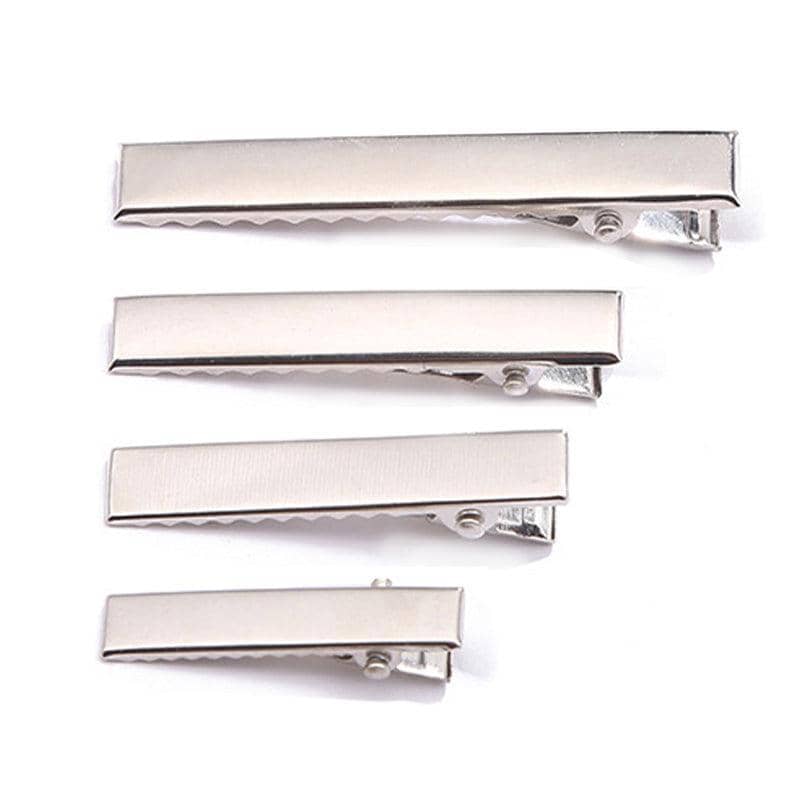 Blank Alligator Hair Clips, Silver Metal, Pack of 10 - 3.2 cm - view 3
