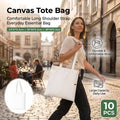 Blank Canvas Tote Bags, Pack of 10 - White, 33 x 27 cm - view 2