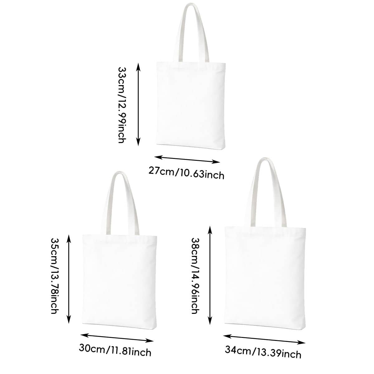 Blank Canvas Tote Bags, Pack of 10 - White, 38 x 34 cm - view 3
