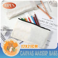 Blank Canvas Zipper Pouches for Makeup and DIY Craft, Pack of 10