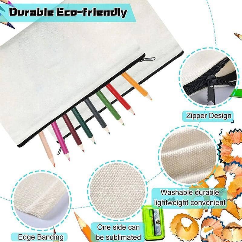 Blank Canvas Zipper Pouches for Makeup and DIY Craft, Pack of 10 - view 4