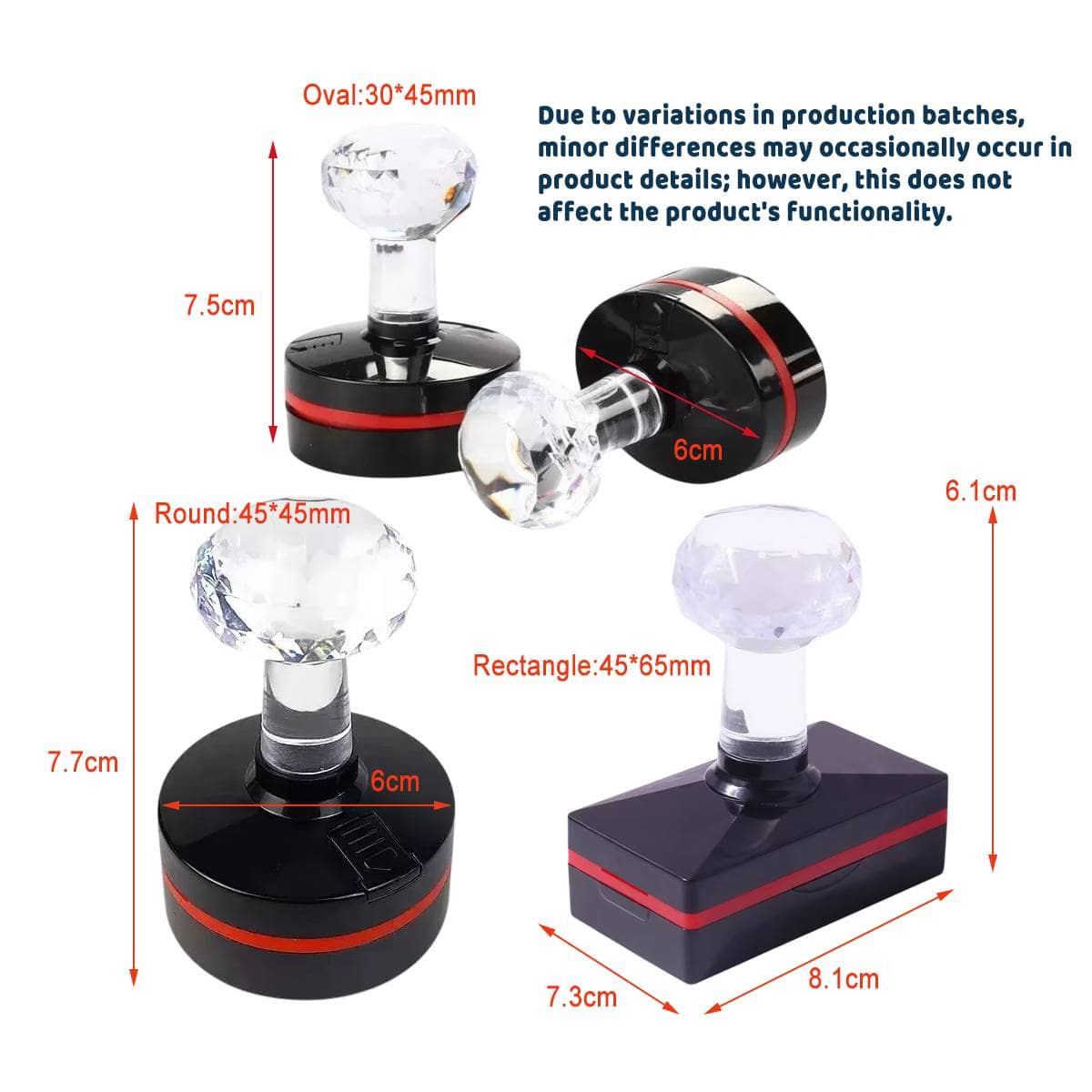 Blank Photosensitive Stamps with Crystal Handle, Pack of 5 - Oval 30 x 45 mm - view 4