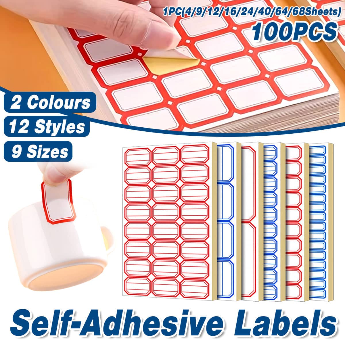 Blank Self-Adhesive Price Labels - Red Border, 4.9 x 2.8 cm, 100 Pack - view 2