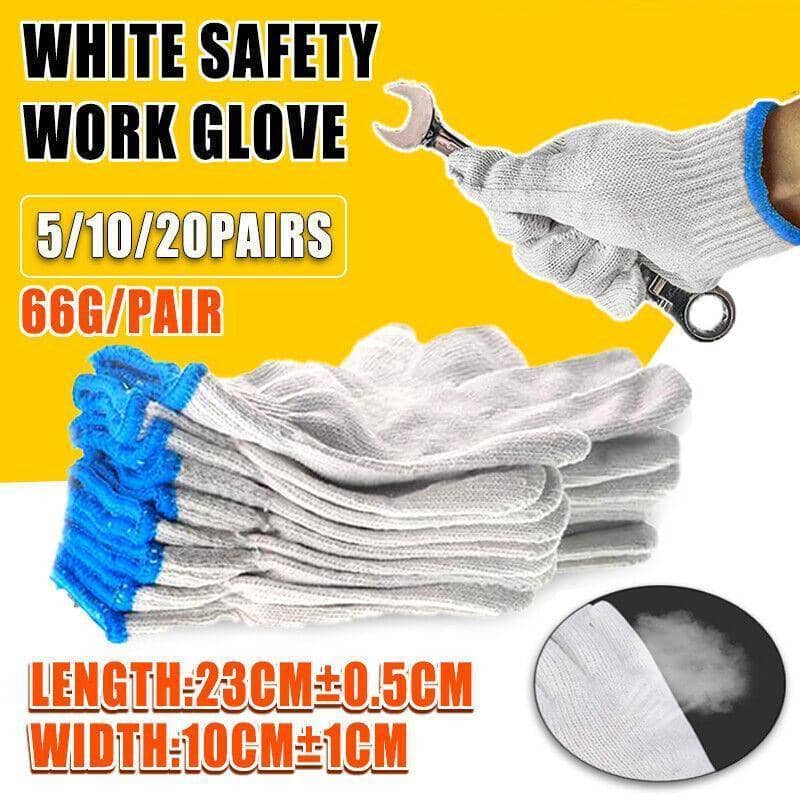 Bleached White Cotton Work Gloves Knitted Heavy Duty for Gardening, Warehouse and Labour - Pack of 5 Pairs - view 2