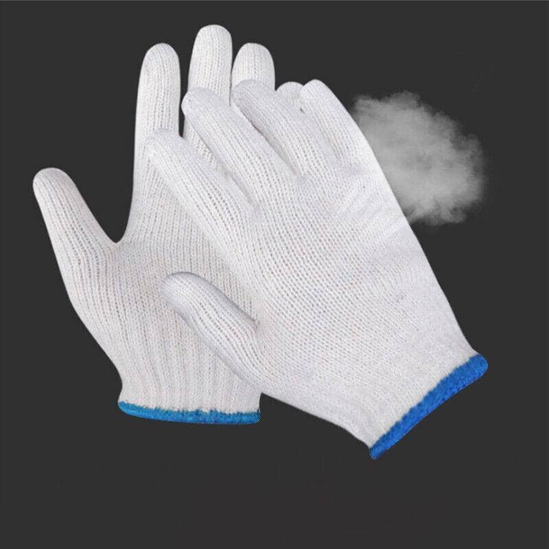 Bleached White Cotton Work Gloves Knitted Heavy Duty for Gardening, Warehouse and Labour - Pack of 5 Pairs - view 4