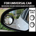 Blind Spot Convex Mirrors, 360 Degree Adjustable - Pack of 2, Black