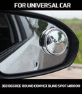Blind Spot Mirrors 360 Degree Adjustable Wide Angle Convex - Silver, Pack of 2