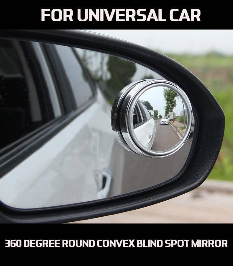 Blind Spot Mirrors 360 Degree Adjustable Wide Angle Convex - Silver, Pack of 2