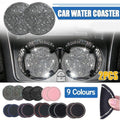 Bling Rhinestone Car Cup Holder Coasters, Anti-Slip, Pack of 2 - Black with White Rhinestone Rim - view 2