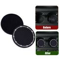 Bling Rhinestone Car Cup Holder Coasters, Anti-Slip, Pack of 2 - Black with White Rhinestone Rim - view 3