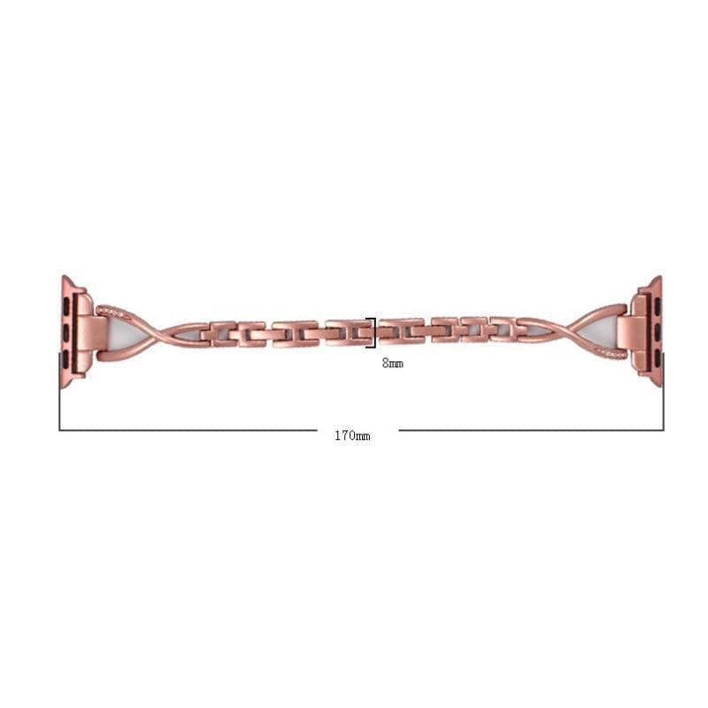 Bling Stainless Steel Bracelet Band for Apple Watch 42 mm, 44 mm and 45 mm - Rose Pink - view 4