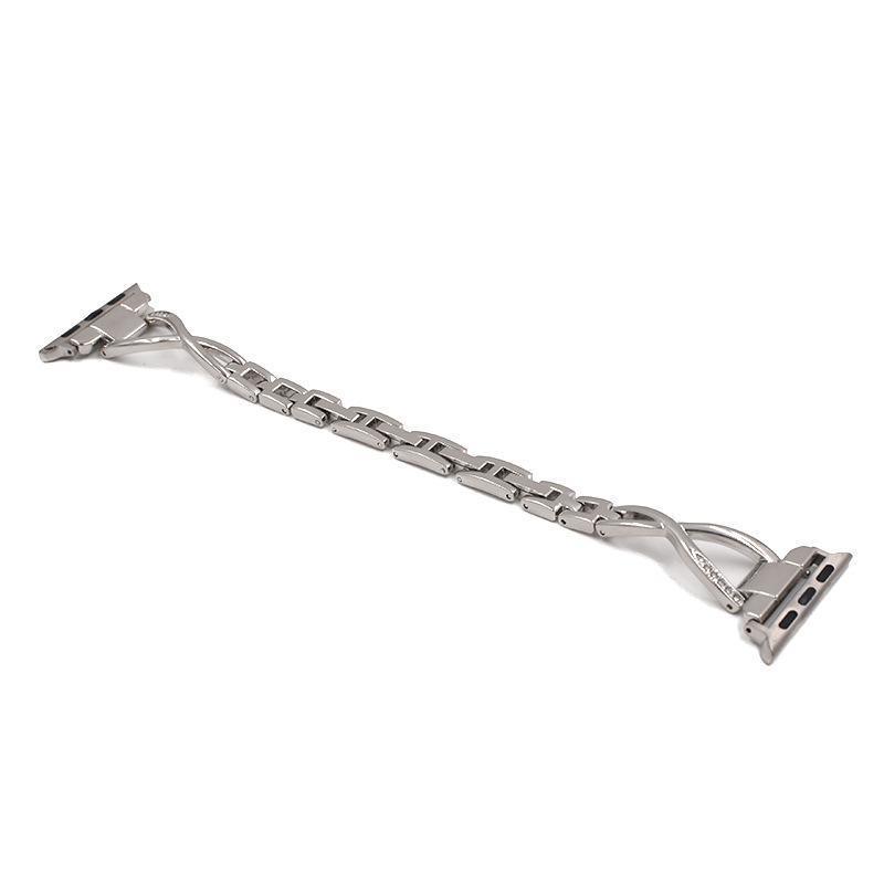Bling Stainless Steel Bracelet Band for Apple Watch 42 mm, 44 mm and 45 mm - Silver