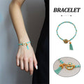 Blue Beaded Fringe Bracelet with Gold-Tone Clasp