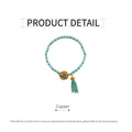 Blue Beaded Fringe Bracelet with Gold-Tone Clasp - view 3