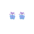 Blue Butterfly Stud Earrings with Purple Bow and Flower Accents for Women - view 2