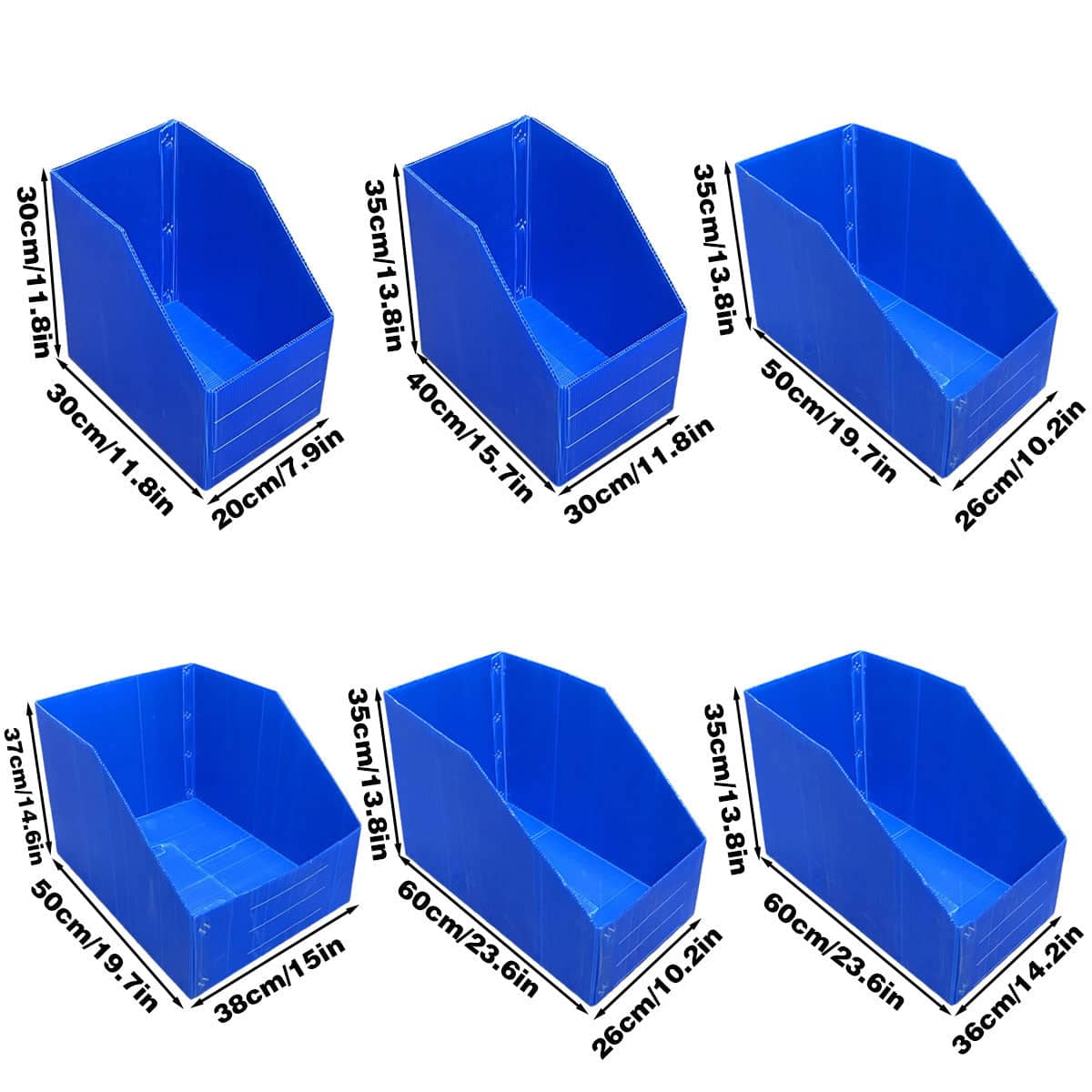 Blue Corrugated Plastic Storage Bin - 30 x 20 x 30cm - view 4