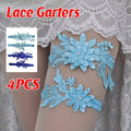 Blue Lace Garter Set, Pack of 4 - Light and Dark Blue