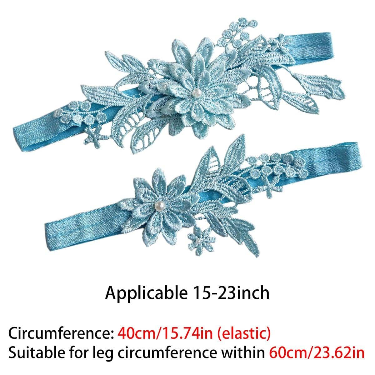Blue Lace Garter Set, Pack of 4 - Light and Dark Blue - view 3