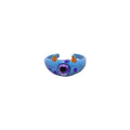 Blue Monster Eye Open Ring with Purple Eye - view 2