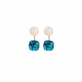 Blue Oil Drop Earrings with White Accents, Retro Copper Jewellery - view 2
