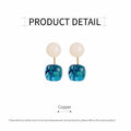Blue Oil Drop Earrings with White Accents, Retro Copper Jewellery - view 3