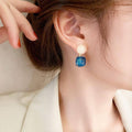 Blue Oil Drop Earrings with White Accents, Retro Copper Jewellery - view 4