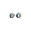 Blue Oil Drop Stud Earrings with Gold Tone Details, Copper Retro Style - view 2