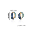 Blue Oil Drop Stud Earrings with Gold Tone Details, Copper Retro Style - view 4