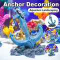 Blue Resin Anchor Aquarium Ornament Fish Tank Decoration with Silver Chain