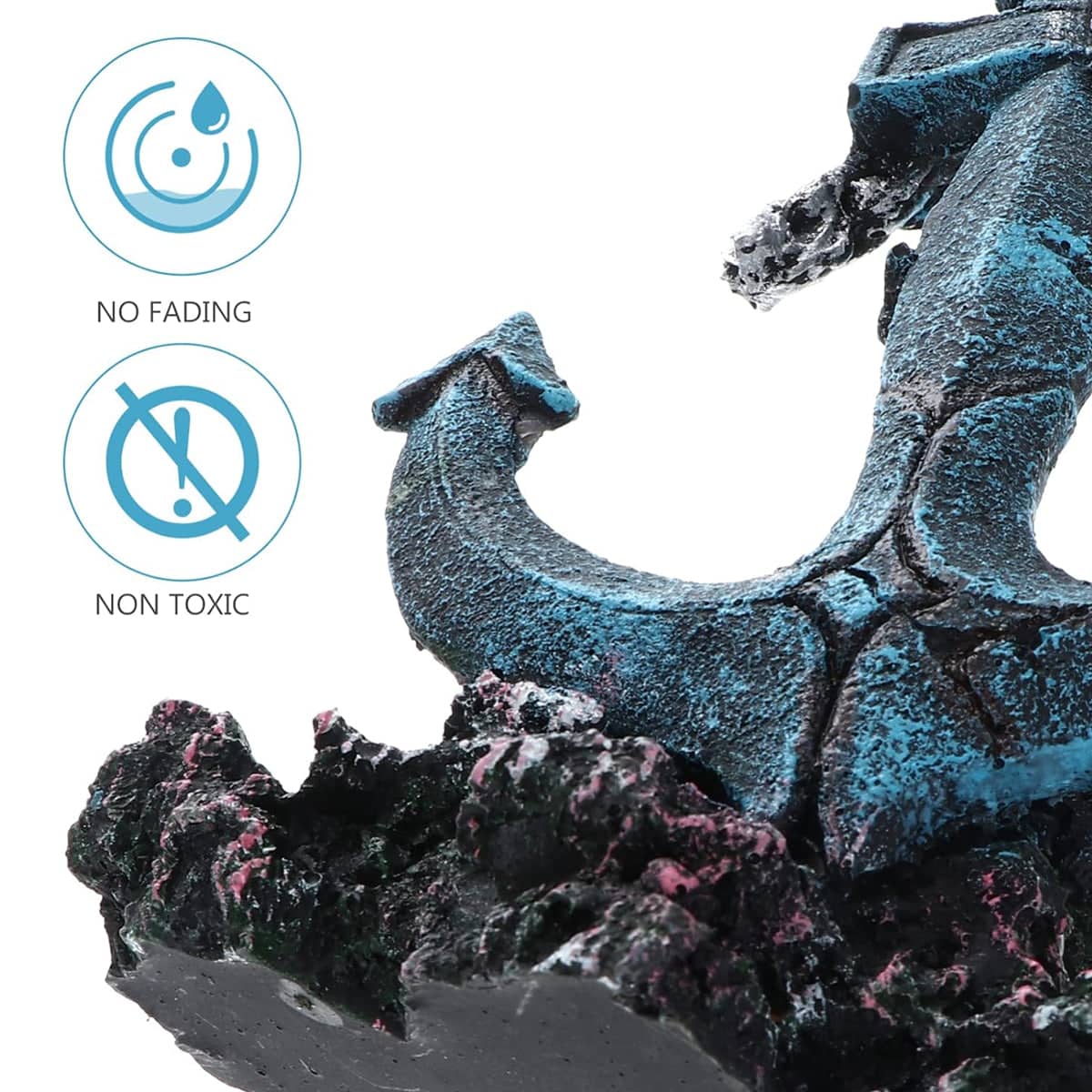 Blue Resin Anchor Aquarium Ornament Fish Tank Decoration with Silver Chain - view 4