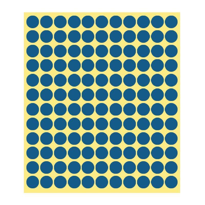 Blue Round Sticker Dots - 13 mm, 132 Dots, 1 Sheet