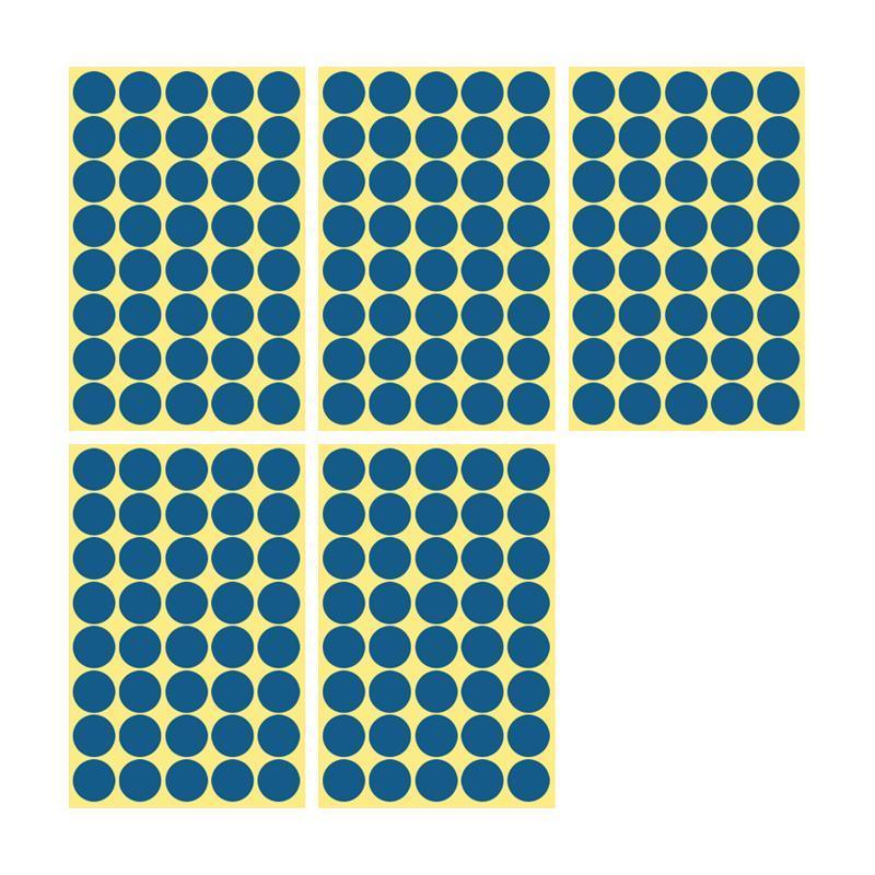 Blue Round Sticker Dots - 25 mm, 40 Dots per Sheet, 5 Sheets