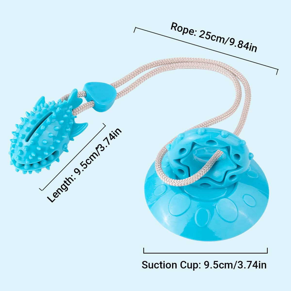 Blue Shark Dog Chew Toy with Suction Cup and Rope - view 3