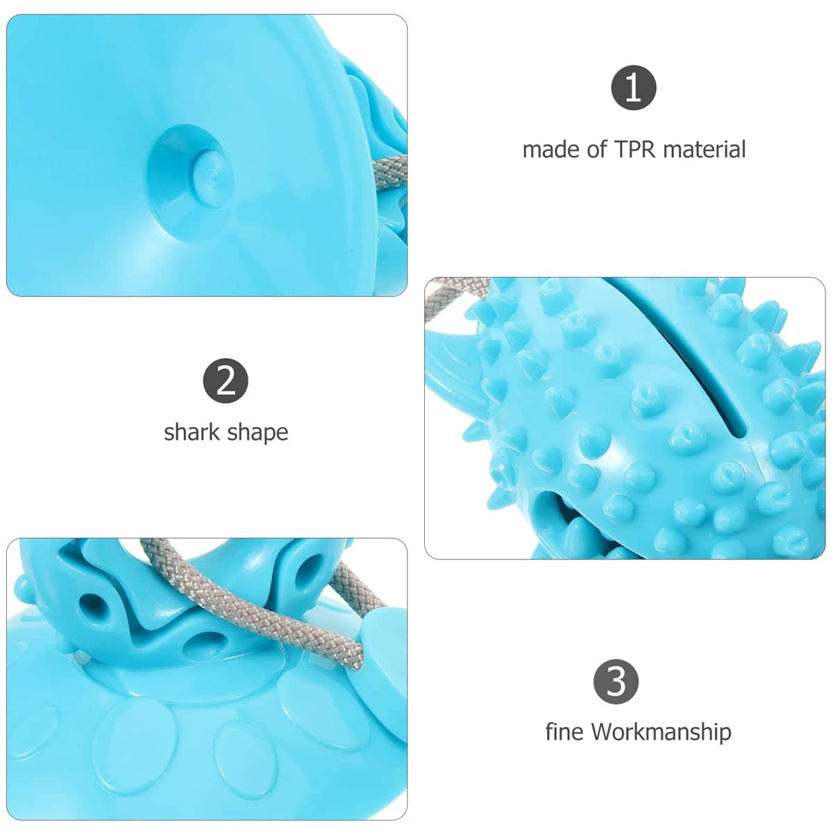 Blue Shark Dog Chew Toy with Suction Cup and Rope - view 4