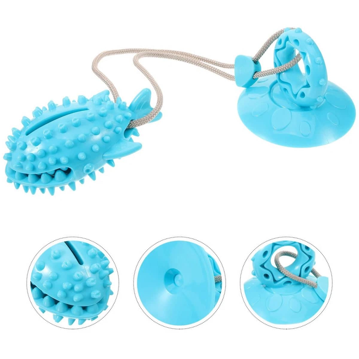 Blue Shark Dog Chew Toy with Suction Cup and Rope - view 5
