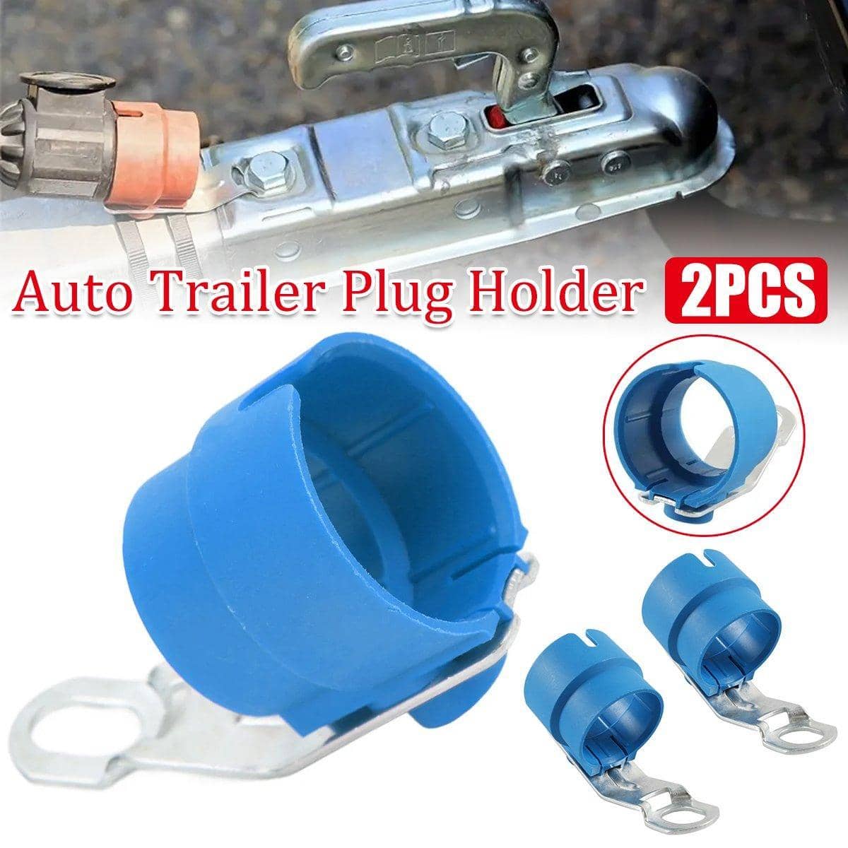 Blue Trailer Connector Retainer Heavy Duty Hitch Plug Holder for Trucks, Pack of 2