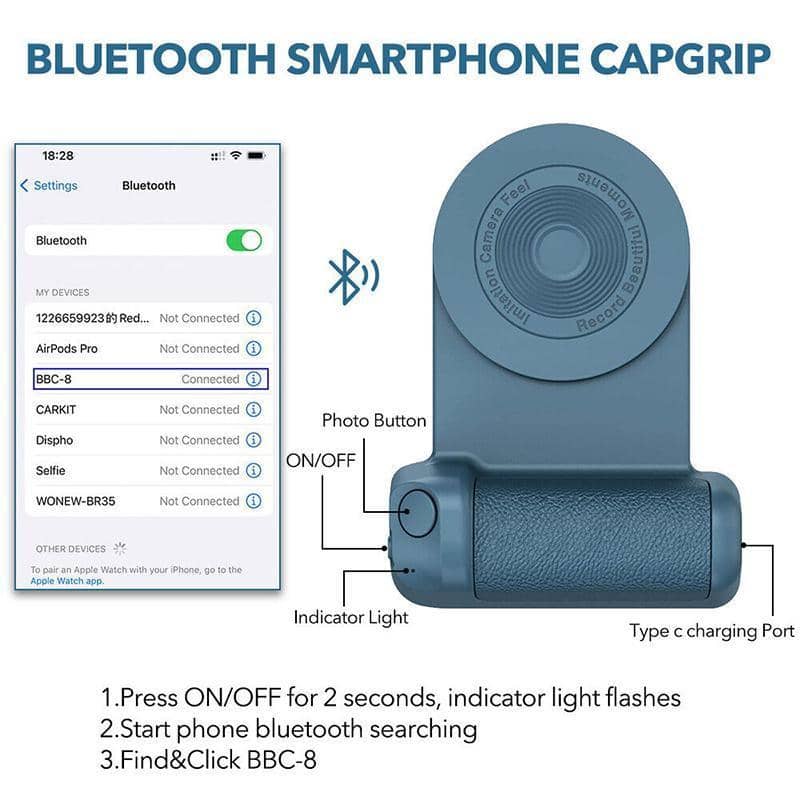 Bluetooth Camera Grip Handle for Phone Photography - Light Pink - view 5