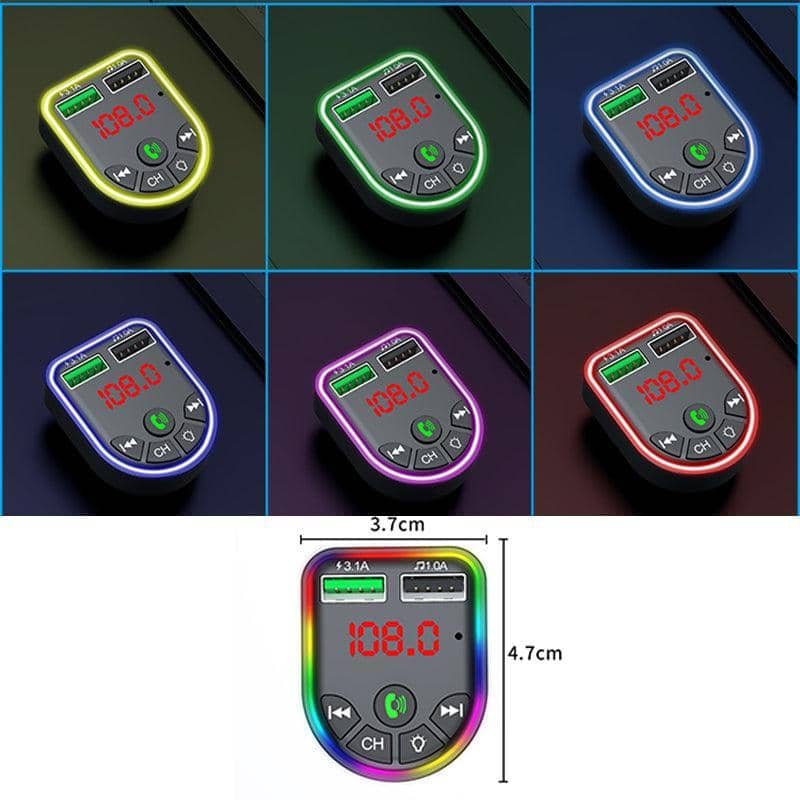 Bluetooth Car FM Transmitter with Dual USB Charger and RGB Lights - view 5